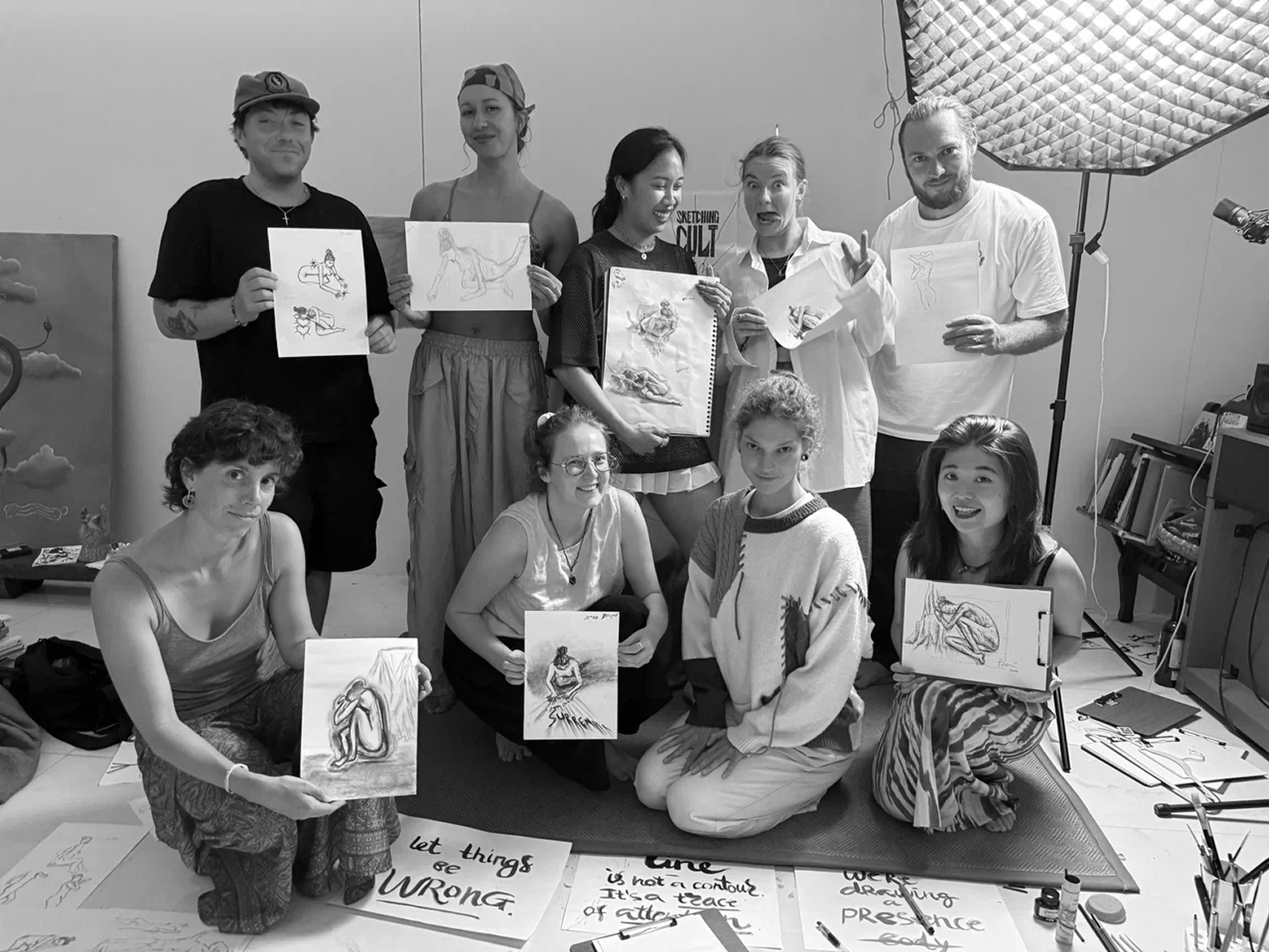 Sketching Cult group portrait